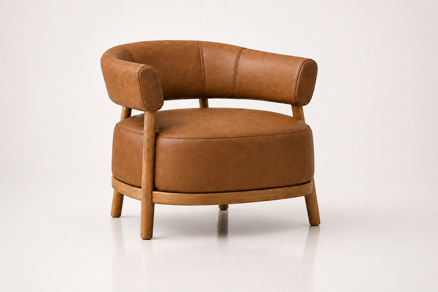 the ORPA occasional chair in dark tan brown full-grain leather (HONEY SAND)
