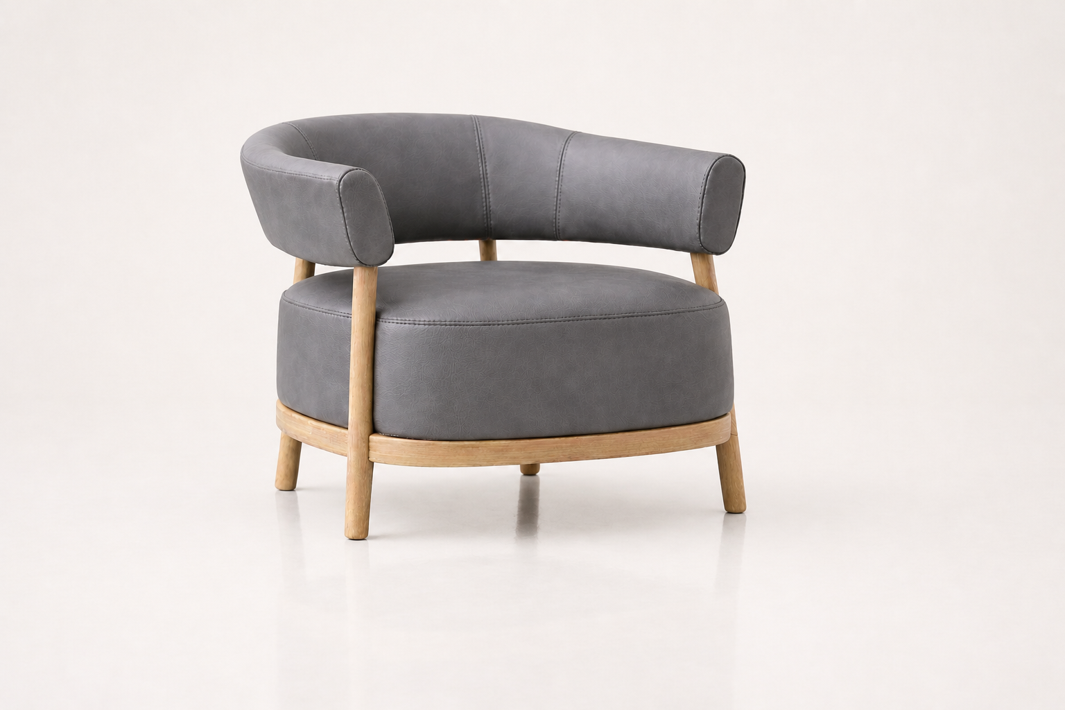 the ORPA occasional chair in grey full-grain leather (QUIET STORM)