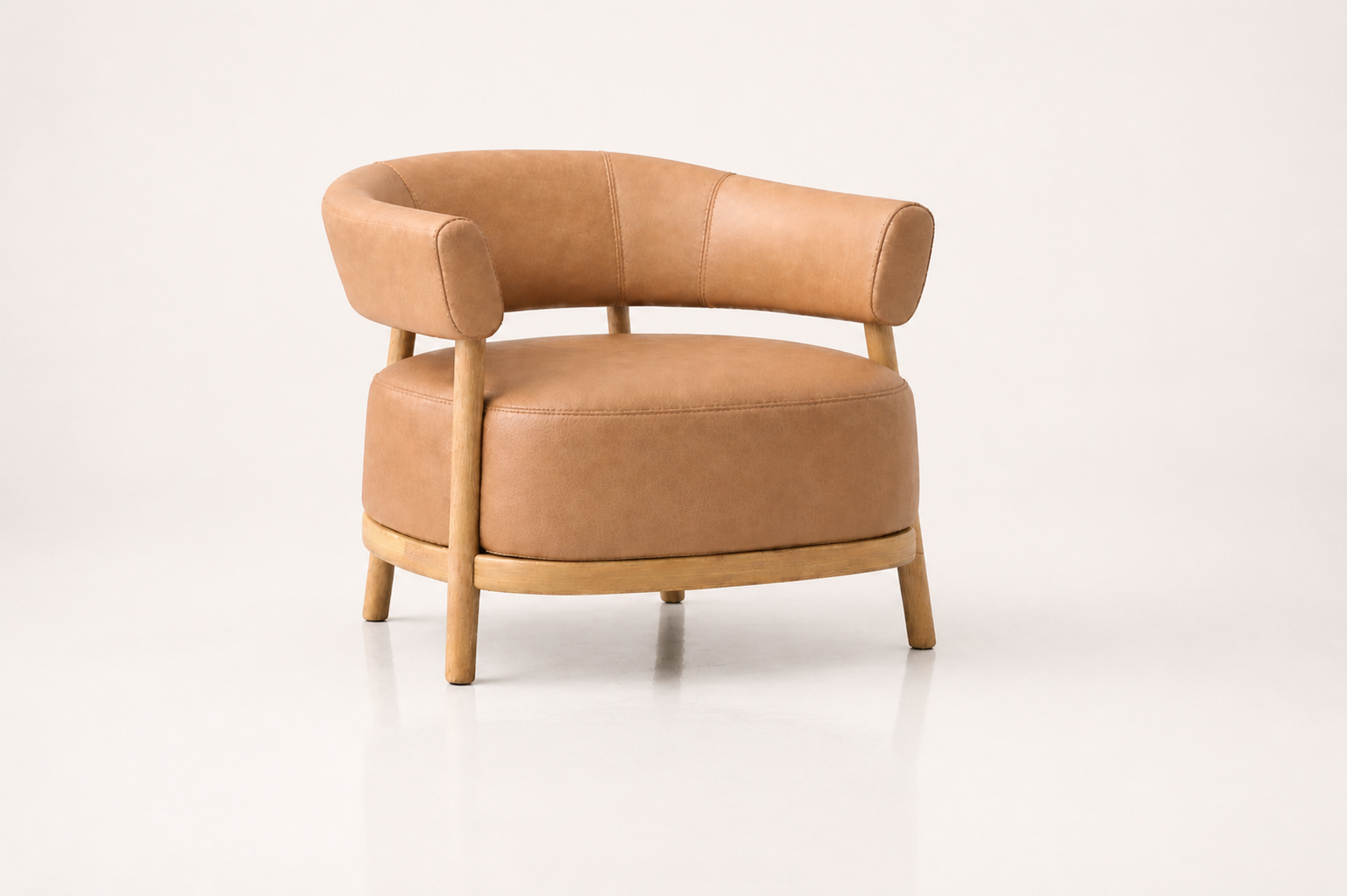 the ORPA occasional chair in soft caramel tan full-grain leather (SAVANNAH DREAM)