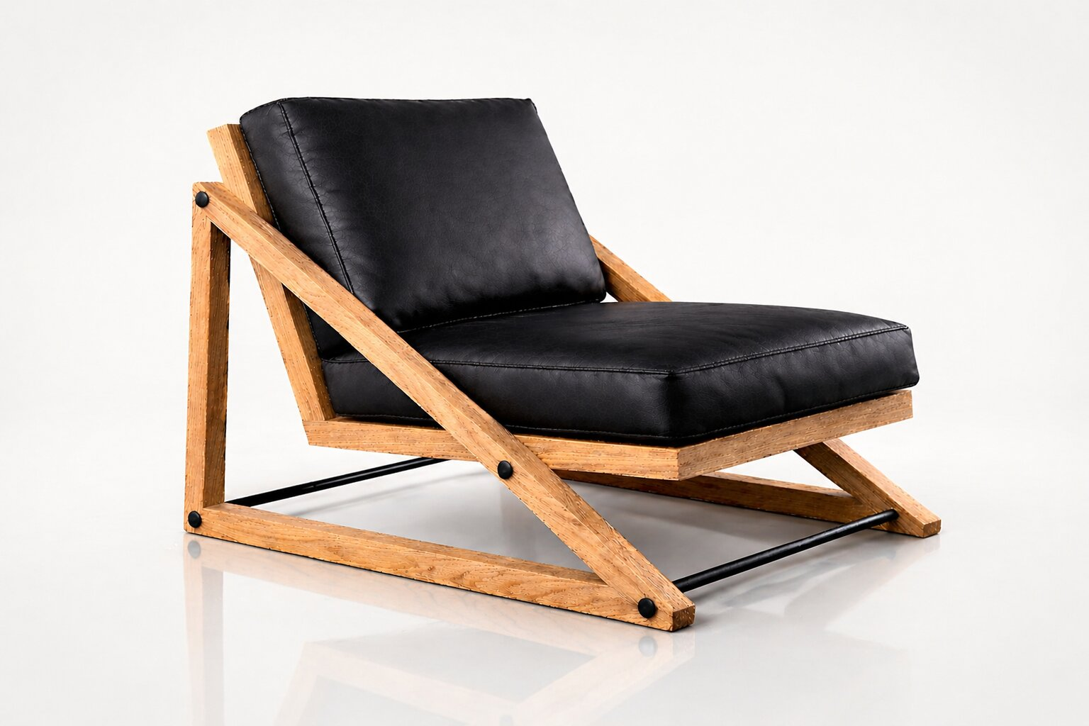 the RUAAN occasional chair in black full-grain leather (BLACK RAIN)