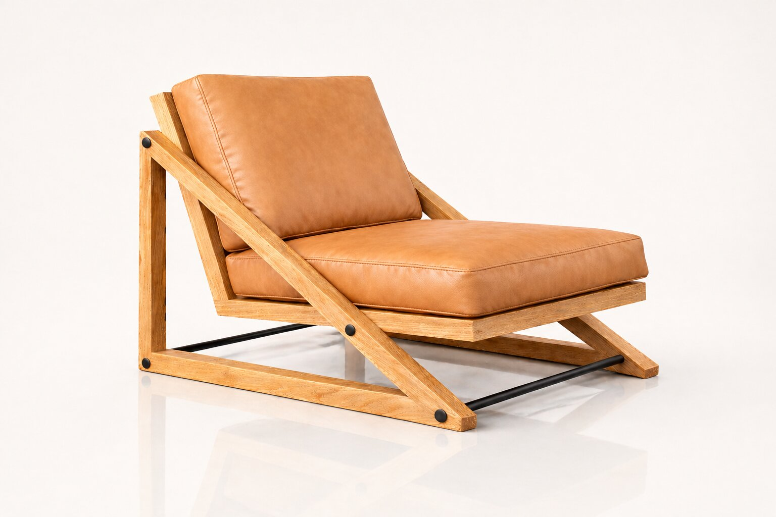 the RUAAN occasional chair in soft caramel tan full-grain leather (SAVANNAH DREAM)