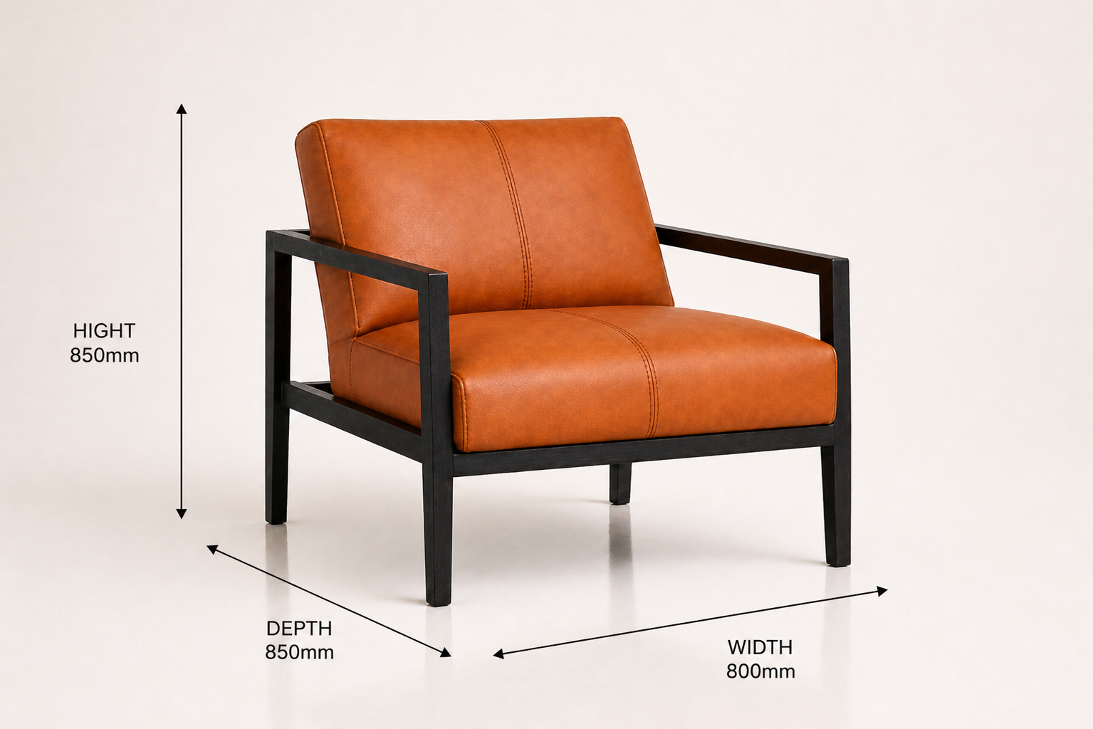 the THEO occasional chair dimensions diagram