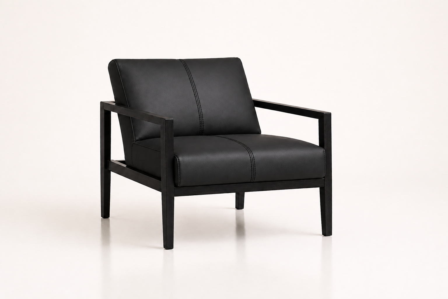 the THEO occasional chair in black full-grain leather (BLACK RAIN)