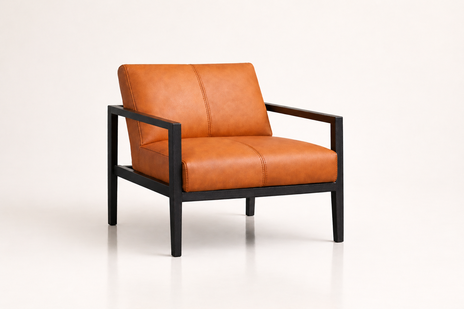 the THEO occasional chair in dark tan brown full-grain leather (HONEY SAND)