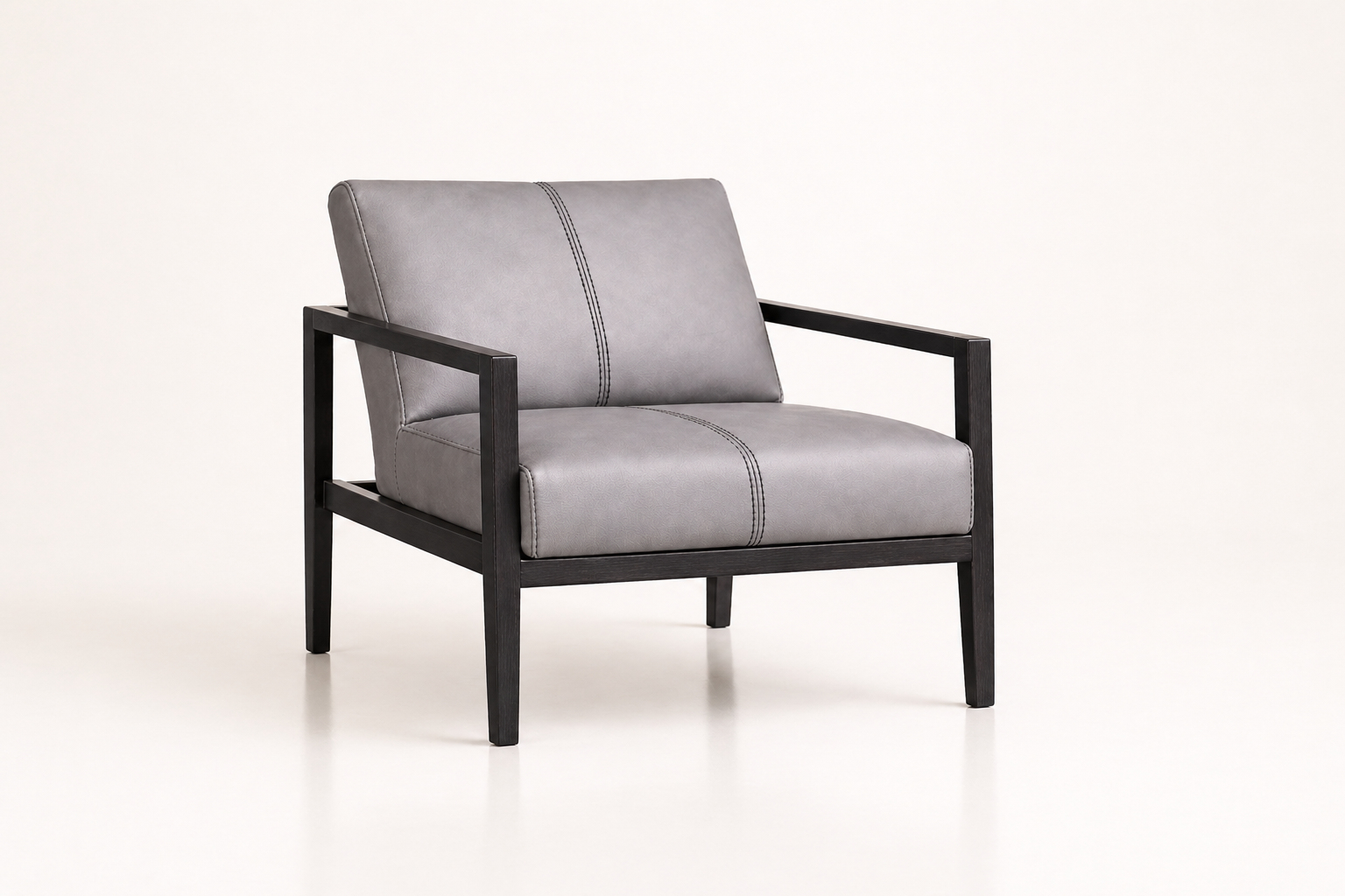 the THEO occasional chair in grey full-grain leather (QUIET STORM)