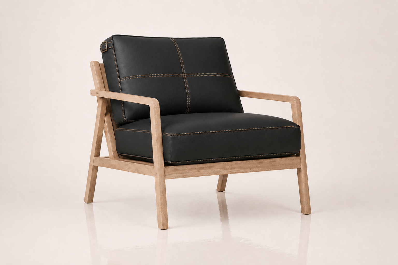 the WIAN occasional chair in black full-grain leather (BLACK RAIN)