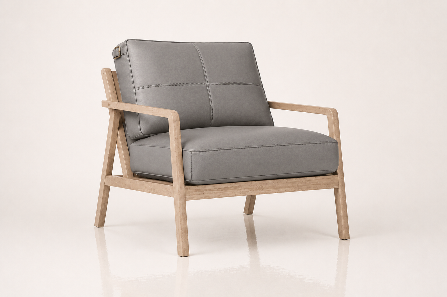 the WIAN occasional chair in grey full-grain leather (QUIET STORM)