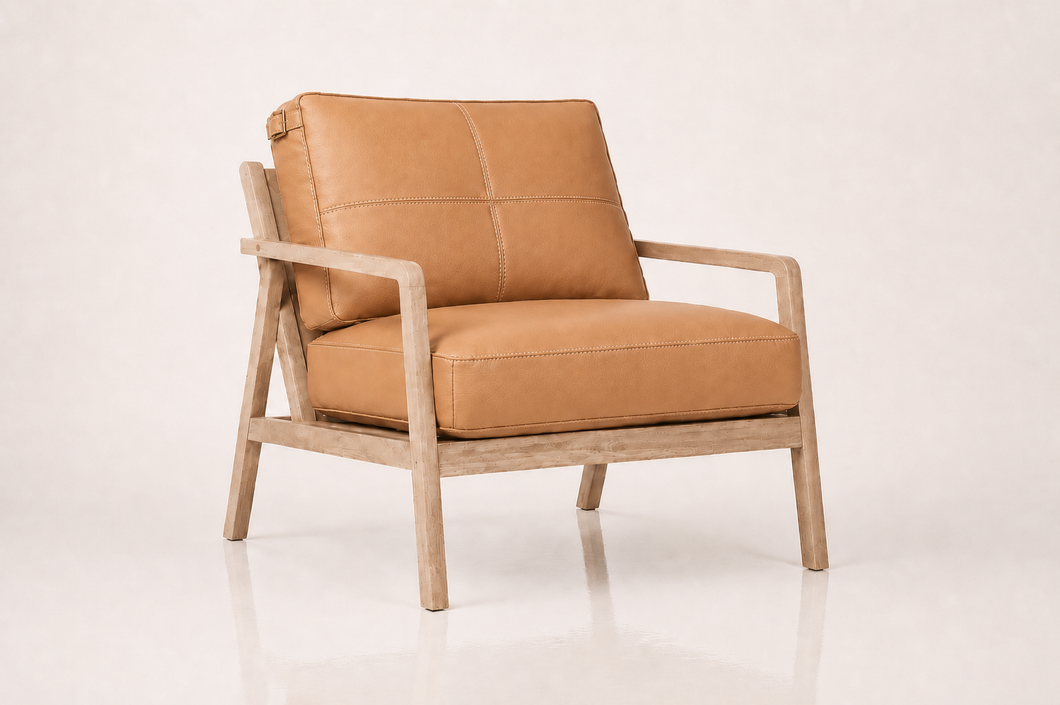 the WIAN occasional chair in soft caramel tan full-grain leather (SAVANNAH DREAM)
