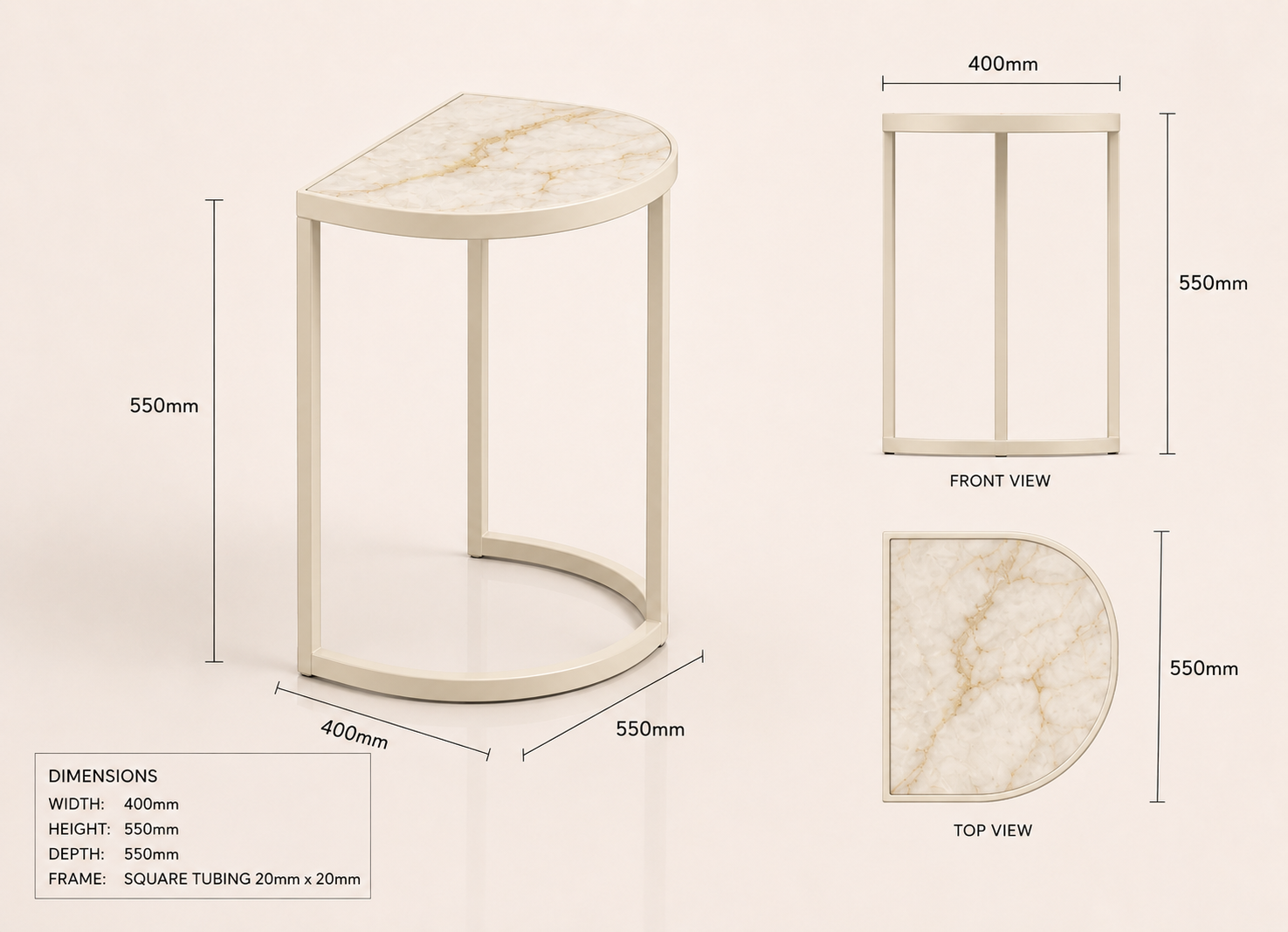 the CHRISTOLIEN zambia sunrise coffee table dimensions diagram