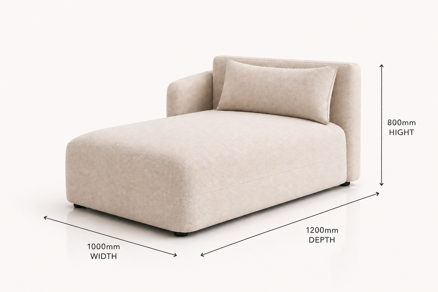 The ELMÉ daybed dimensions diagram