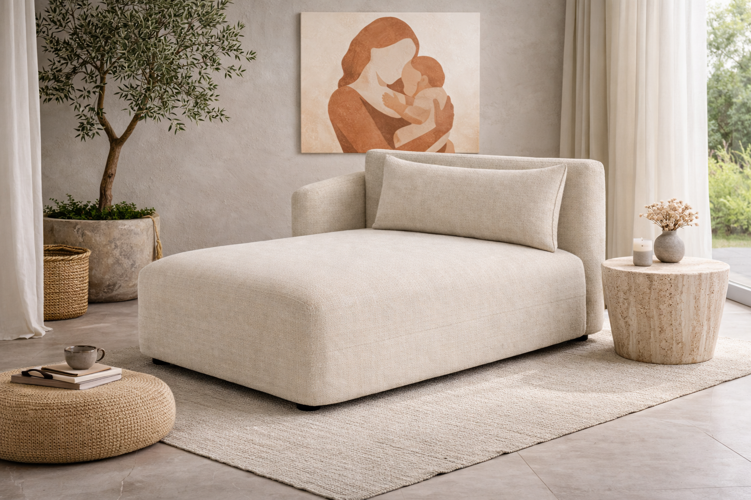 The ELMÉ daybed in a styled room setting