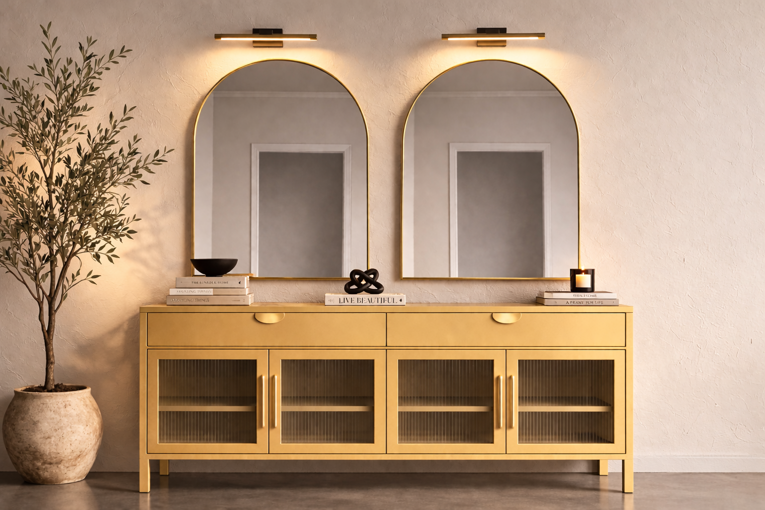 the ELMARIE mirror in a styled room setting