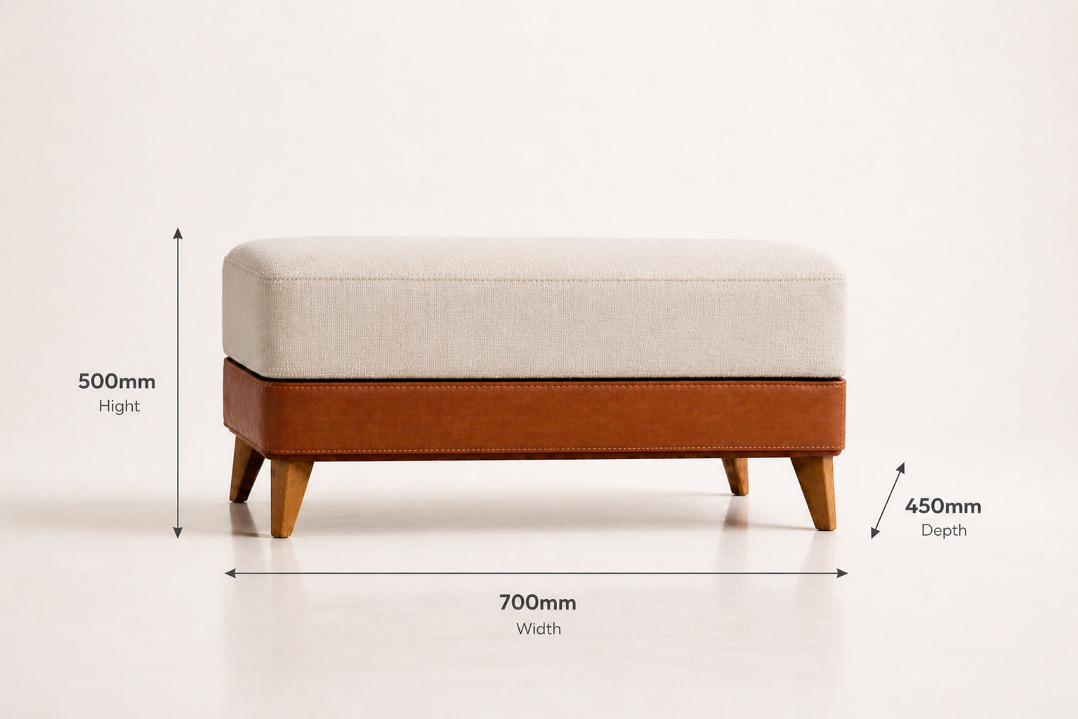 the ANNA ottoman dimensions diagram