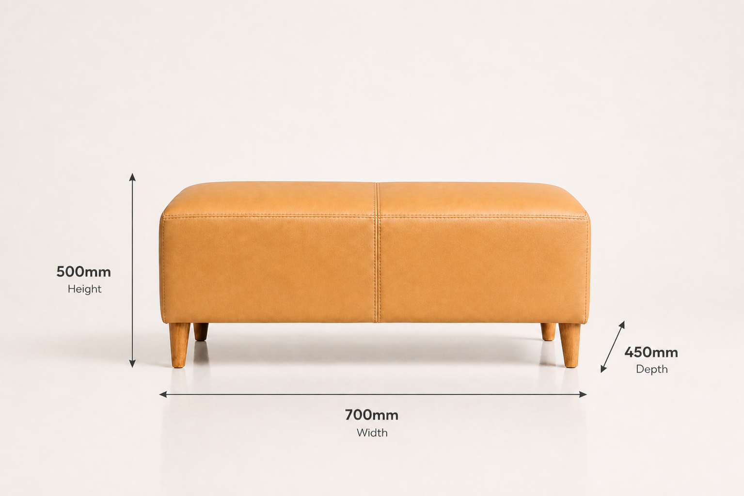 the BETTIE ottoman dimensions diagram