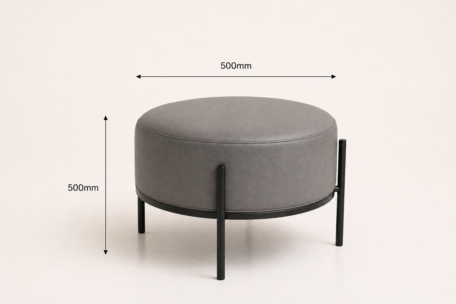 the BRYSON ottoman dimensions diagram