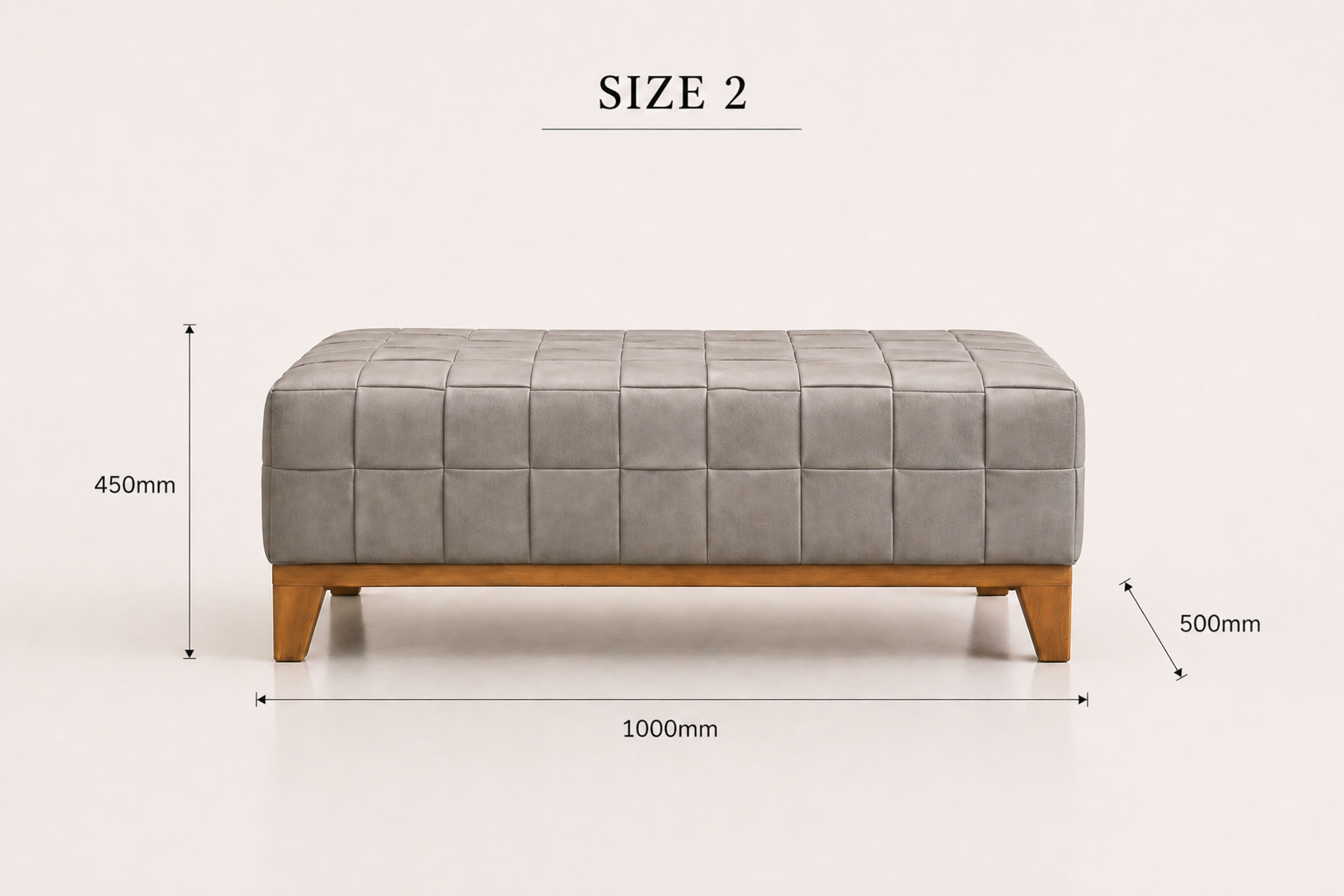 the JONATHAN ottoman dimensions diagram