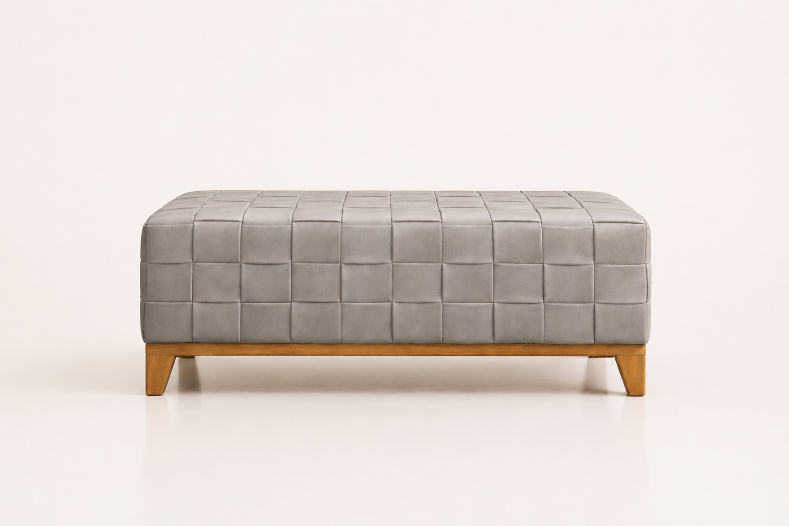 the JONATHAN ottoman in grey full-grain leather (QUIET STORM)