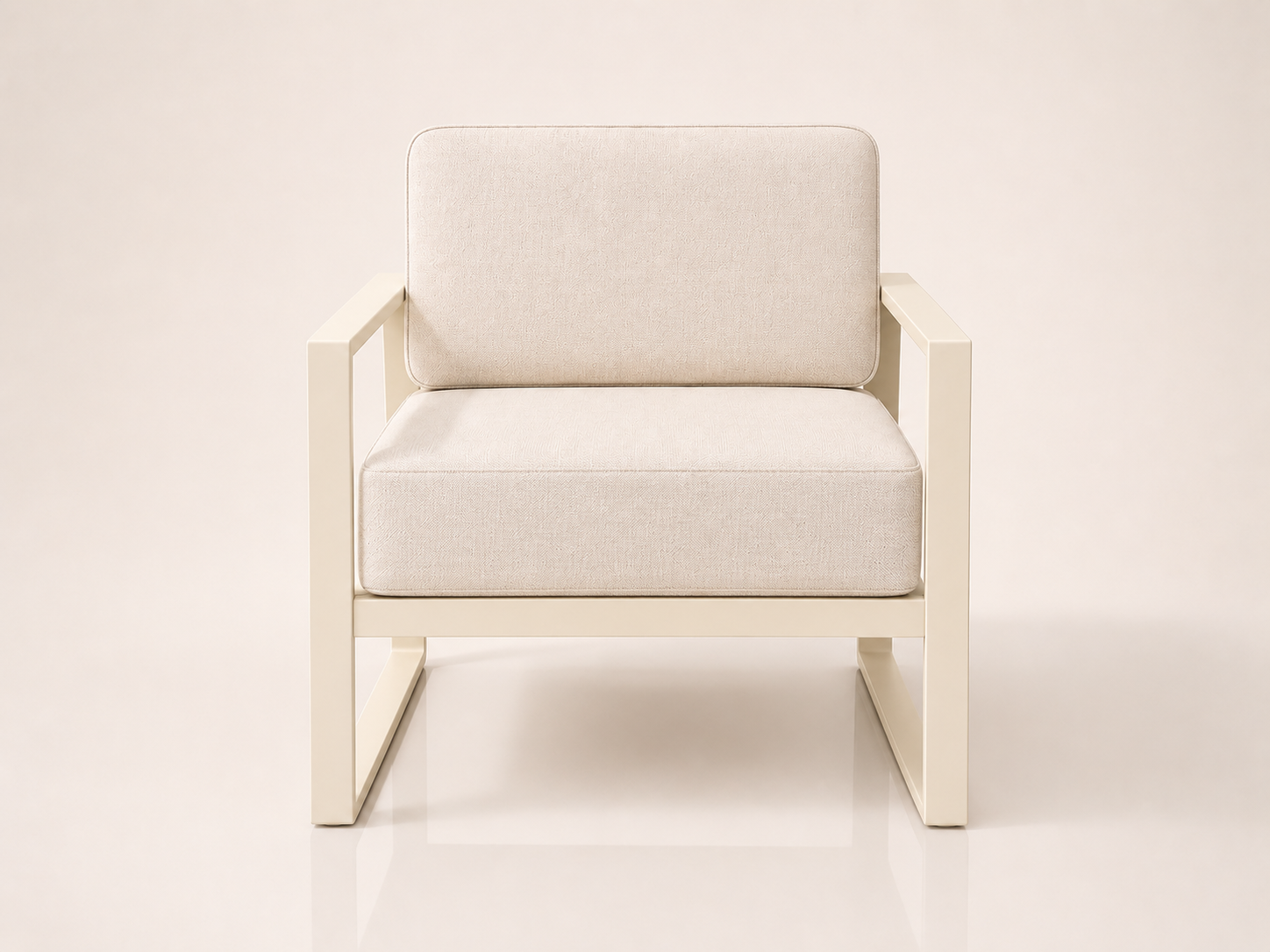 the ZAMBIA EUPHORIA patio occasional chair outdoor piece in ivory cream off-white fabric (TUSK)