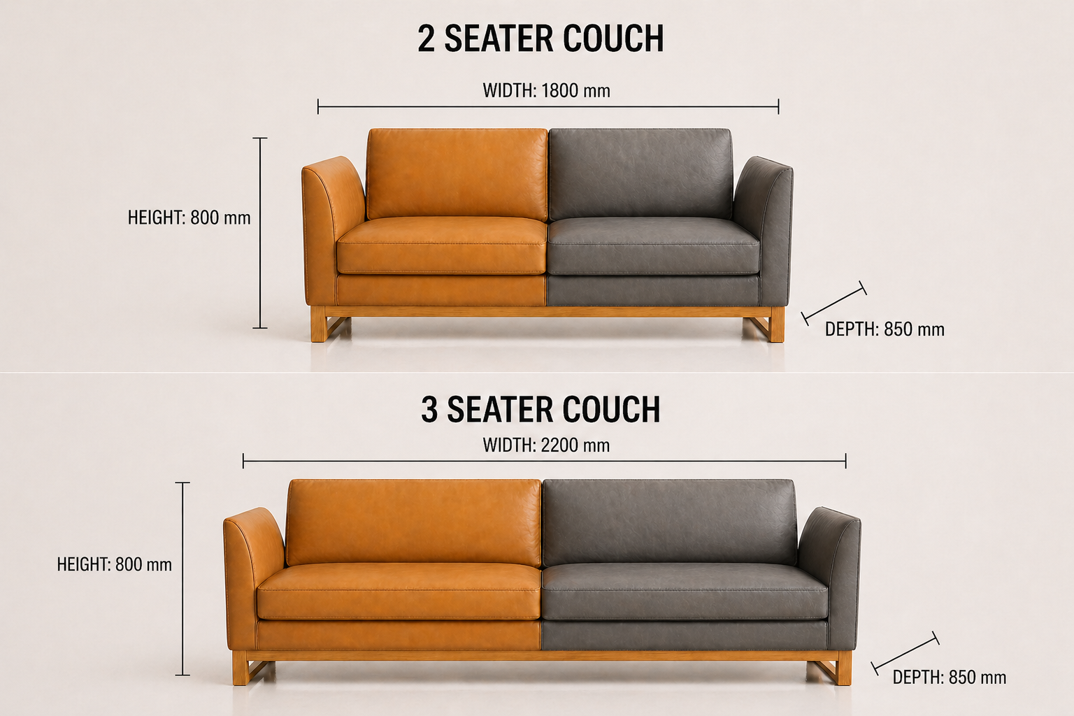 the CHANTALLE sofa dimensions diagram