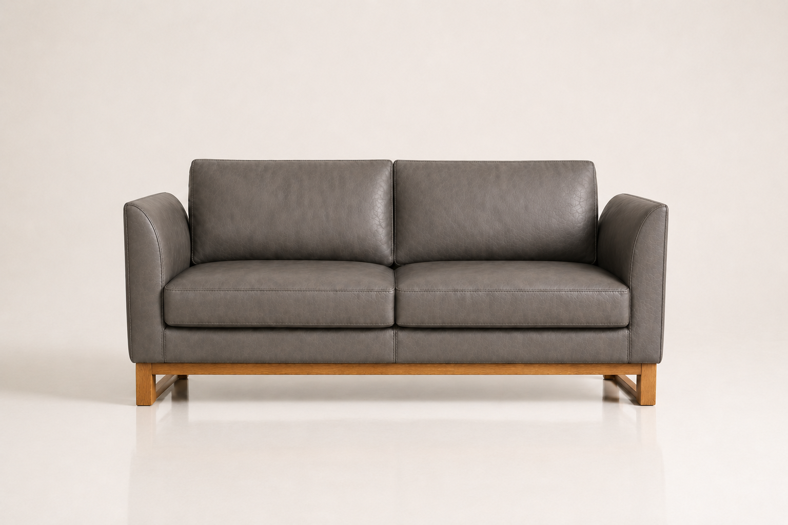 the CHANTALLE sofa in grey full-grain leather (QUIET STORM)