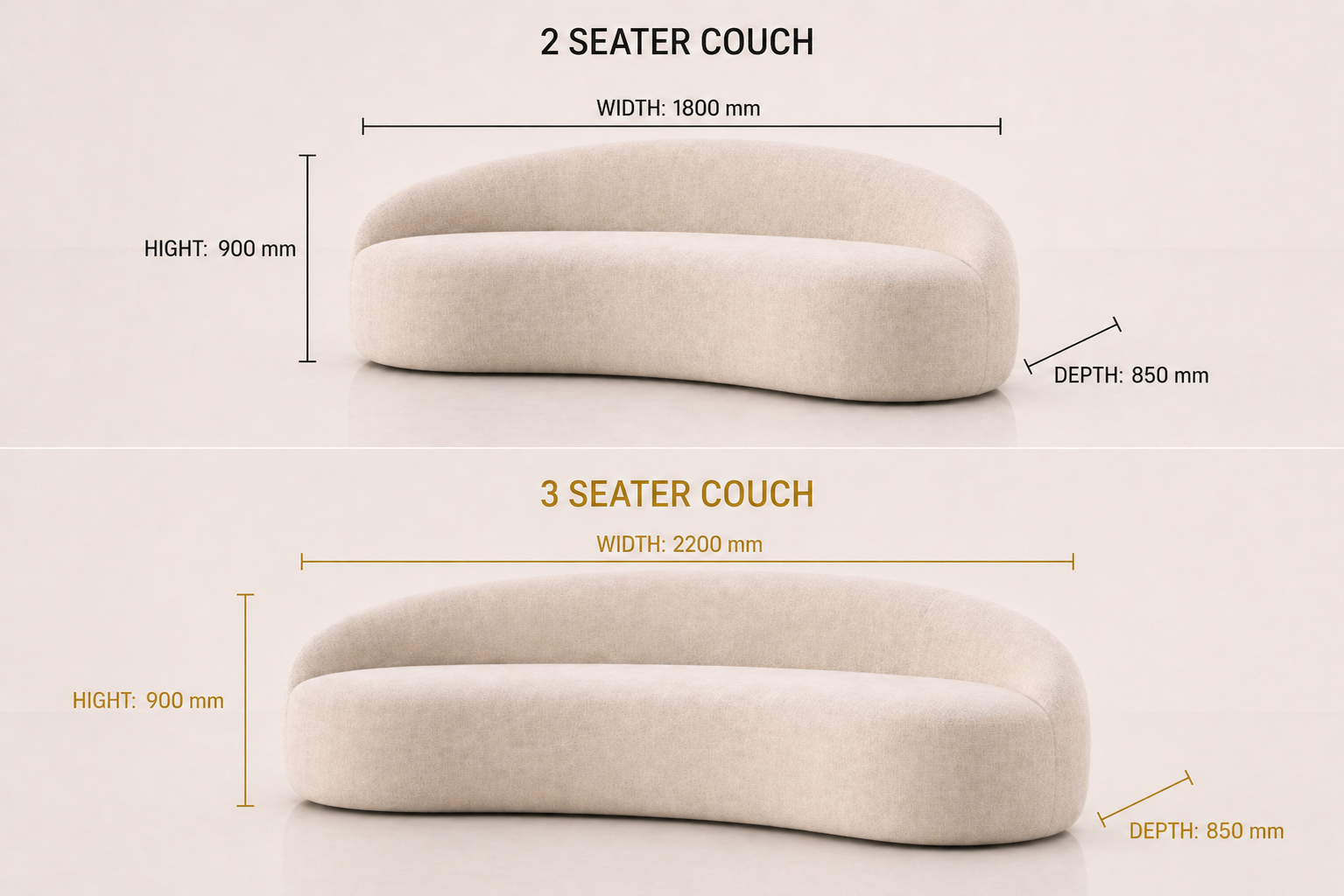 the ESMARI sofa dimensions diagram