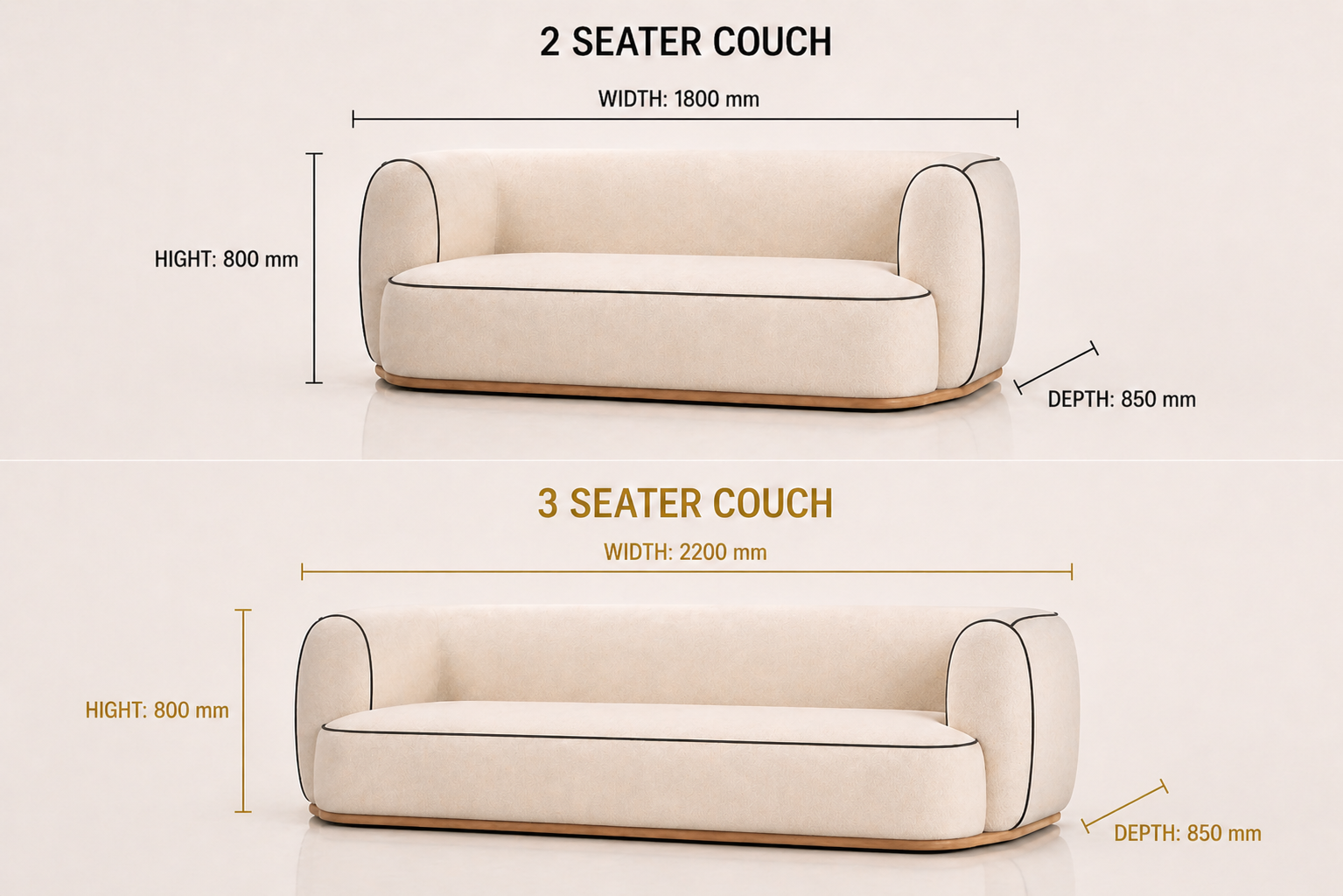 the SHANÉ sofa dimensions diagram