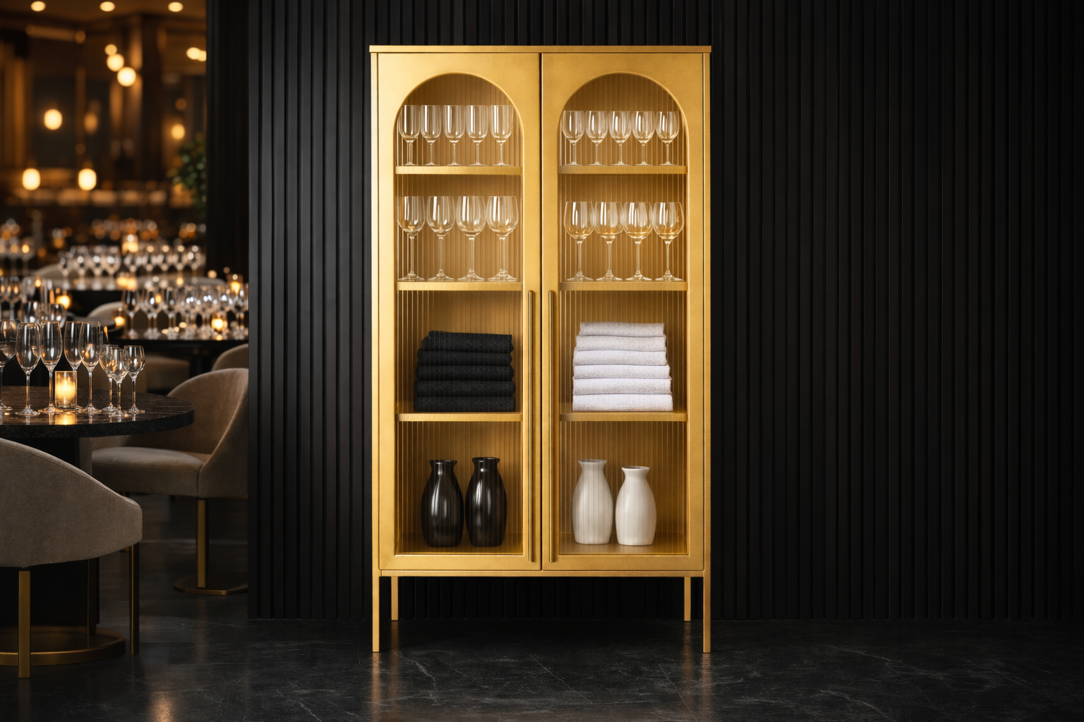 the SANDRA display unit in a styled room setting