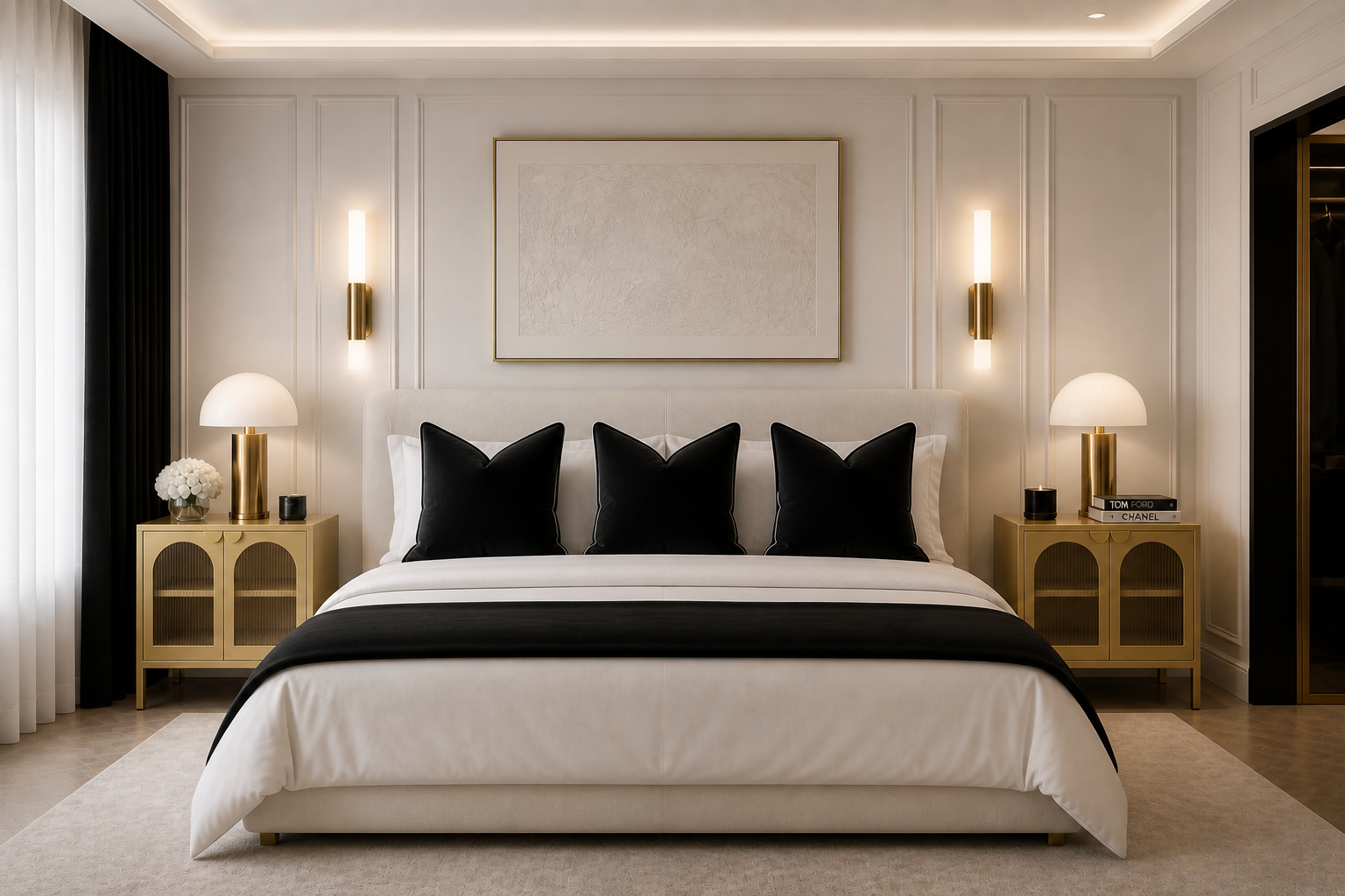 the CHARLENE bedside vanity in a styled room setting