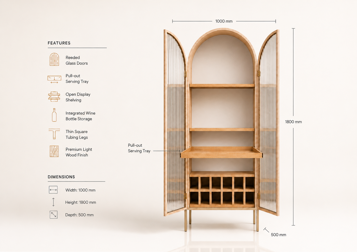 the MAUREEN beverage unit dimensions diagram