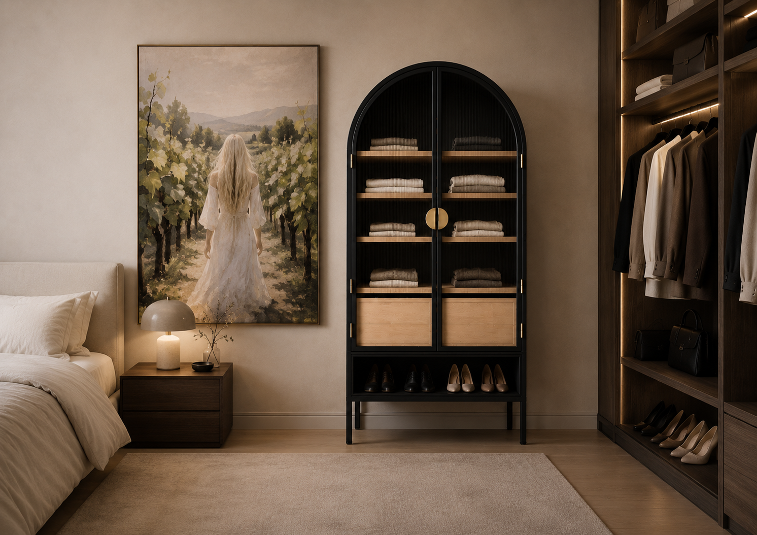 the YOLANDÉ yolande wardrobe display unit in a styled room setting