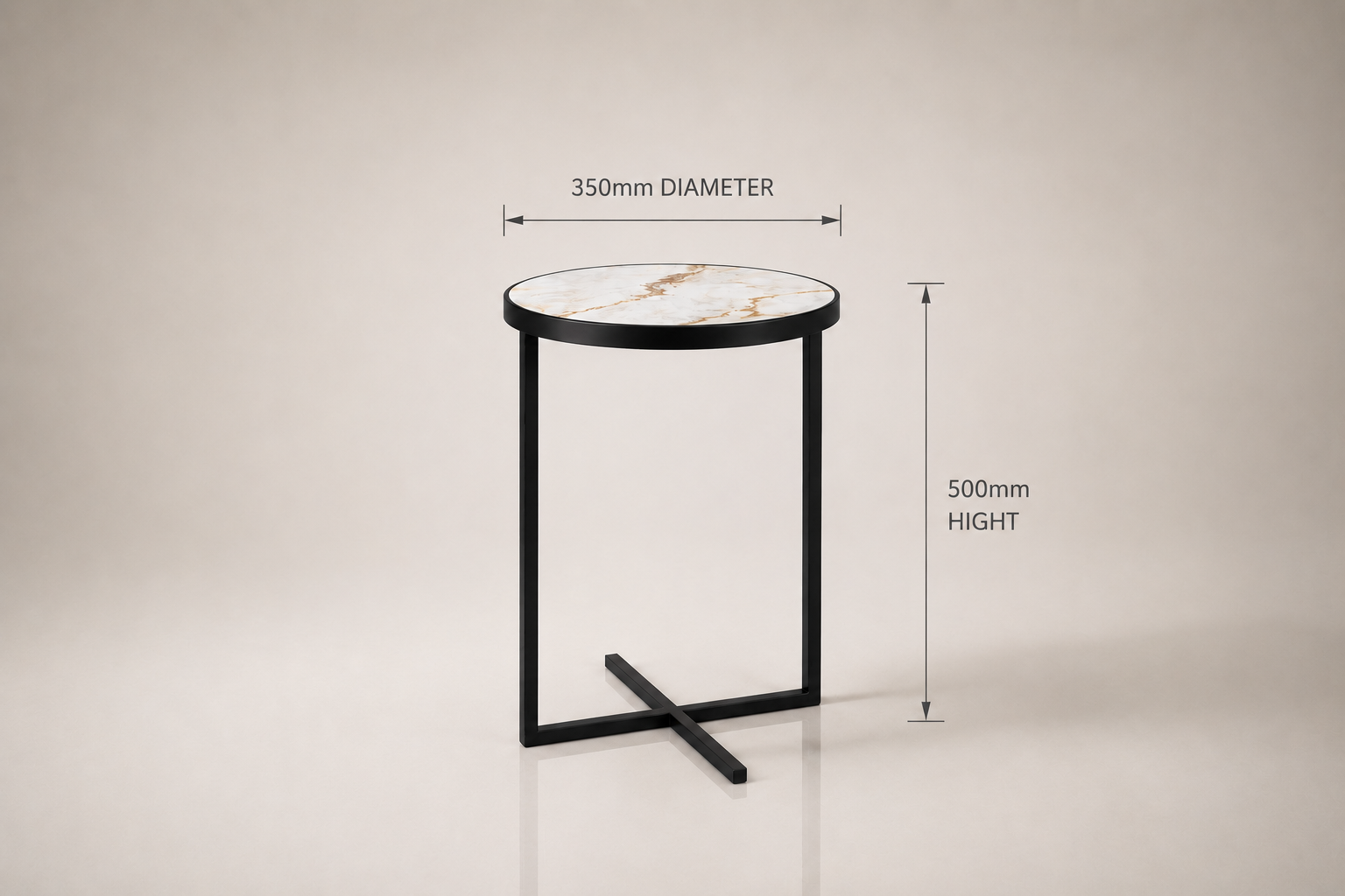 the BANIE side table dimensions diagram