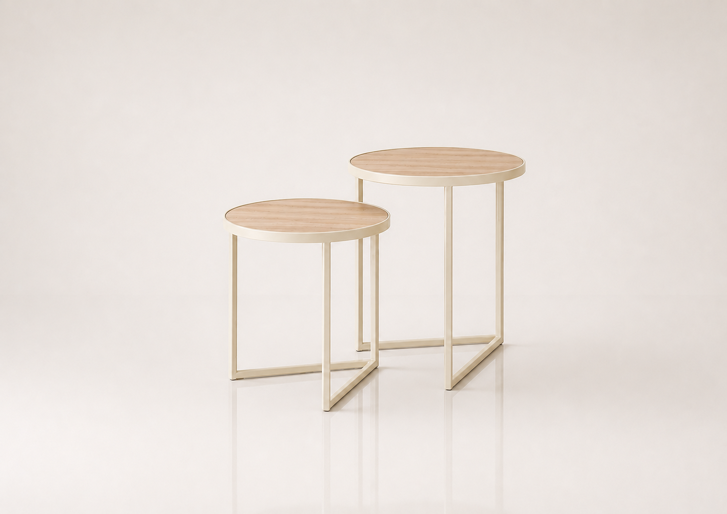 the BENNETT side table set in ivory cream off-white (TUSK)
