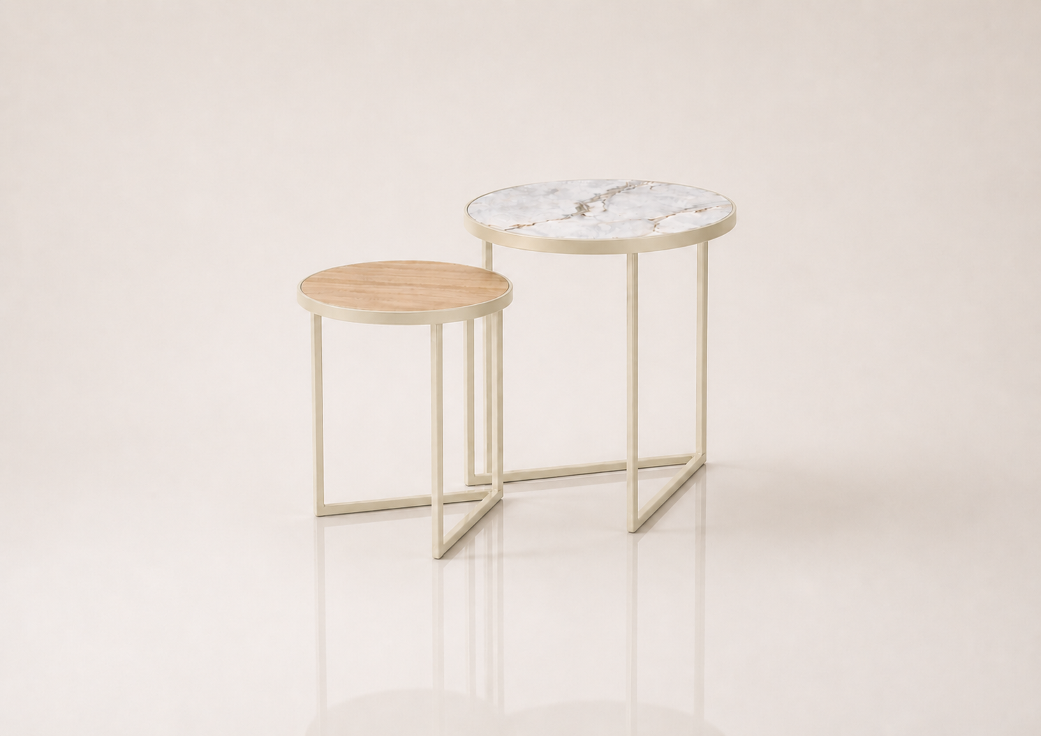 the CAS nesting table set in ivory cream off-white (TUSK)