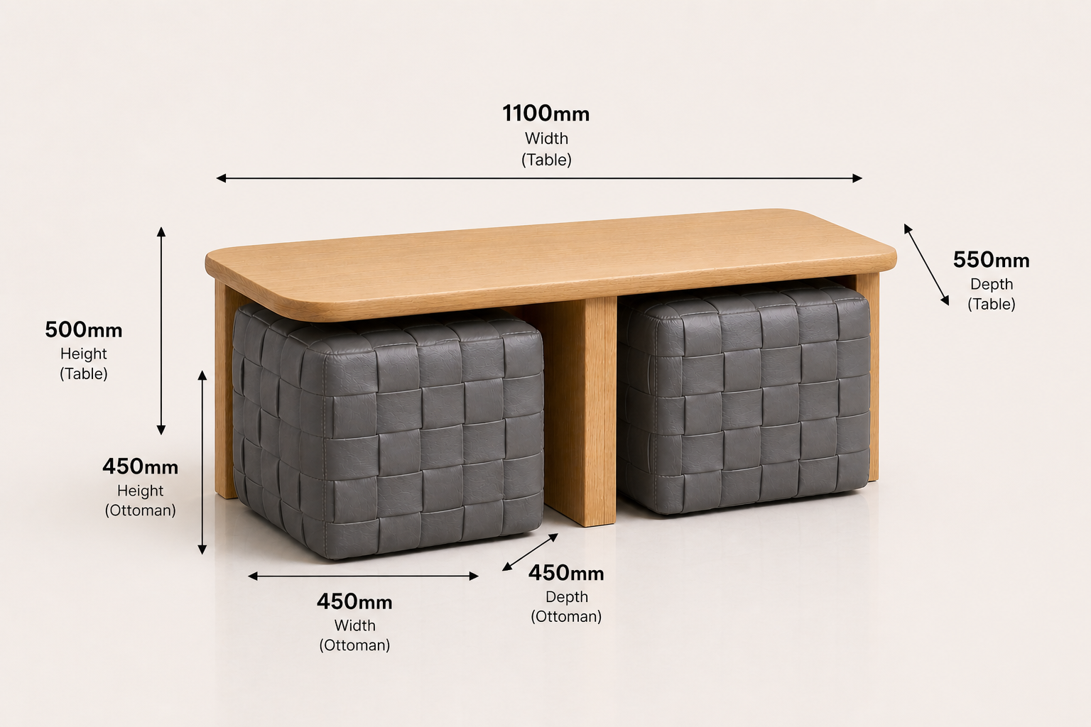 the JONATHAN side table dimensions diagram
